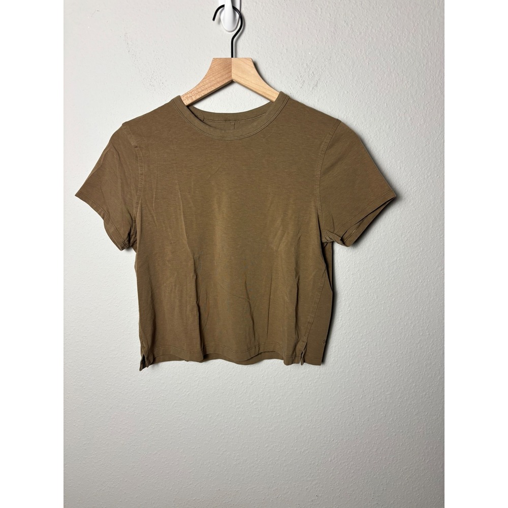 Lululemon Classic-Fit Cotton-Blend T-Shirt Artifact Brown Size 6 Short Sleeve